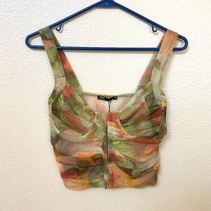 tulle printed corset top